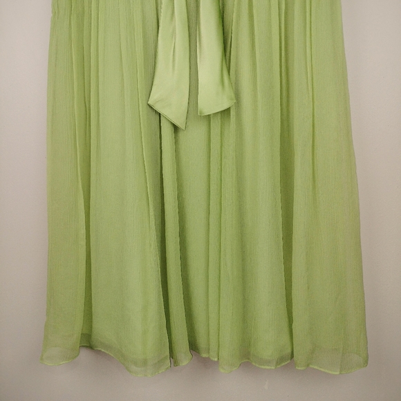 Vintage Maggy London Crepe Silk Overlay High Cut Neckline Midi Dress Sz. 14 - Picture 6 of 12